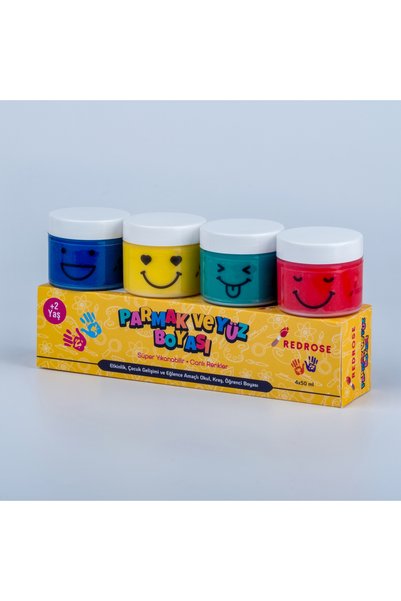 Red Rose Parmak Ve Yüz Boyası 4x60gr, Süper Yıkanabilir, Toksik Içermez, En71...