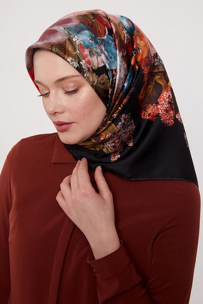 Levidor Μαύρο μαντήλι με μοτίβο τριαντάφυλλο Twill