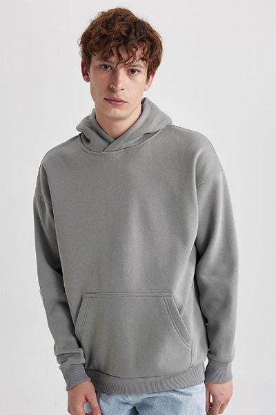 DeFacto Černá oversize široká mikina s kapucí a klokaní kapsou Basic Plain A4331Ax23Au
