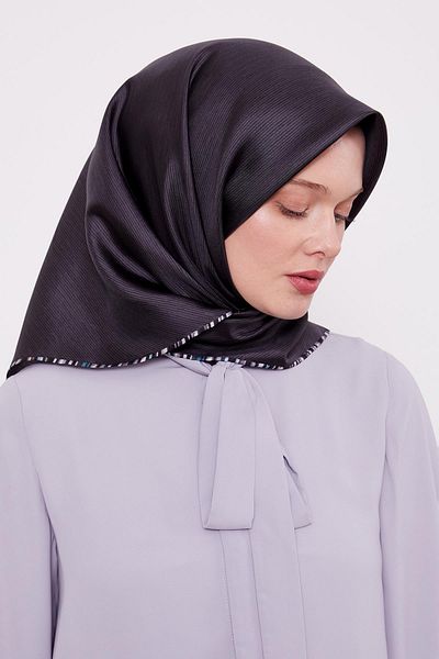 Levidor Μεταξωτό μαντήλι από ανθρακί ριγέ Twill