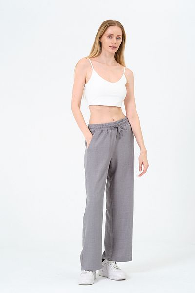 Rich Women's High Waist Wide Leg Linen Trousers
