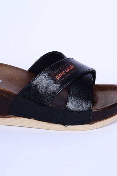 Pierre Cardin 7010 Papuci de damă cu talpă ortopedică cu talpă înaltă neagră Daily