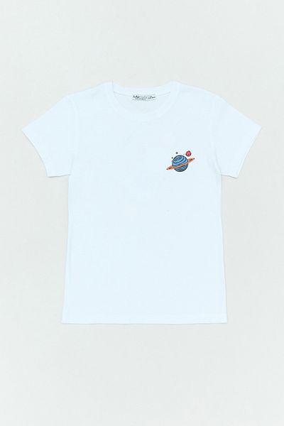 Fulla Moda Tricou pentru fetiță, 100% bumbac, cu imprimeu Planet în față și în spate