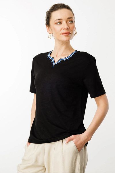 Desen Triko Tricou negru pentru femei 25768 cu ținută cu minge
