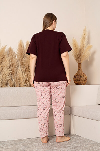 nisaNCa %100 Pamuk  Büyük Beden Kısa Kol Kadın Pijama Takımı