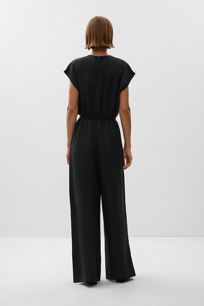 Oysho Long jumpsuit with linen and ruching at the waist