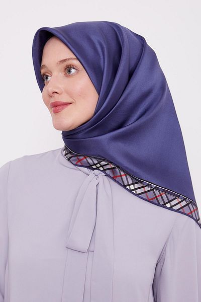 Levidor Μεταξωτό μαντίλι Indigo Plaid Edge Twill
