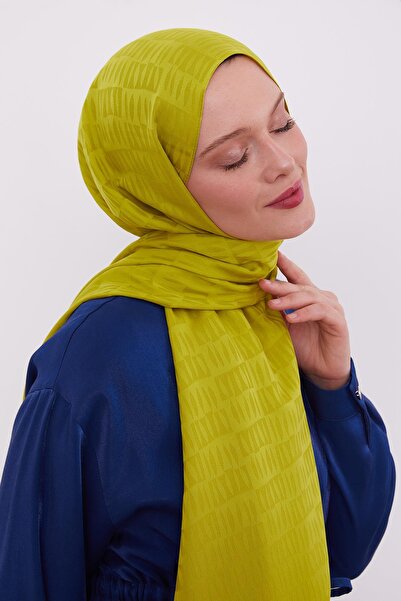 Levidor Oil Green Drop Pattern Blue Jacquard Shawl