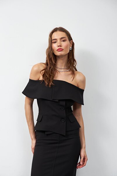 NOK İSTANBUL Nok Classic Signature Carrie Straplez Yelek Siyah