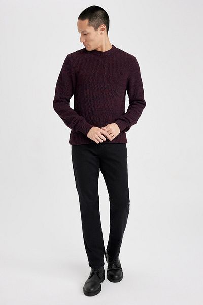 DeFacto Standard-Passform, normaler Schnitt, strukturierter Basic-Strickpullover mit Rundhalsausschnitt, R1175az23au