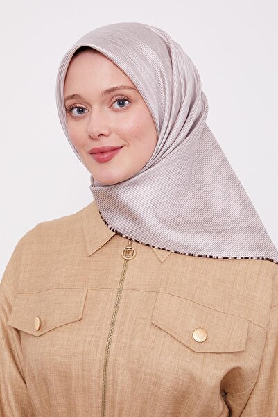 Levidor Latte Striped Twill Silk Scarf