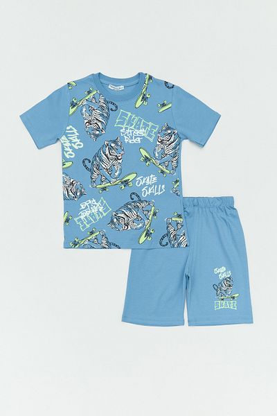 Fulla Moda 2 Piece Boy's Set with Tiger Printed Shorts