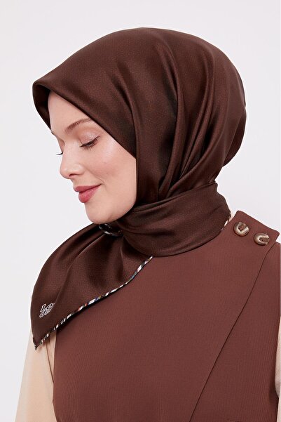 Levidor Acı Kahve Benekli Twill İpek Eşarp