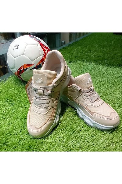 Escetic Pantofi sport pentru femei alb-bej, cu talpă înaltă, cu șireturi, Ay0005