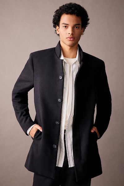 DeFacto Παλτό Stamp Slim Fit - Stand γιακά, Τσέπη με κουμπιά, με επένδυση, N5811az23au