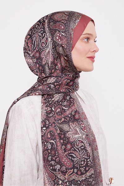 Levidor Σαλιάρα από ινδικό μεταξωτό μοτίβο Dusty Rose