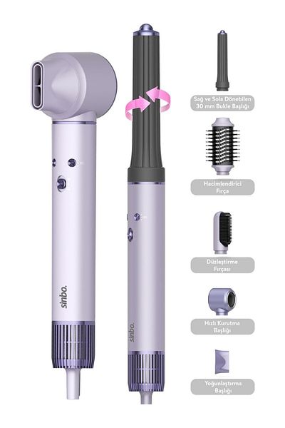 Sinbo - Pro Compact Long Multi-Styler Air Blow 5in1 Hair Styler Shd-1719 Purple