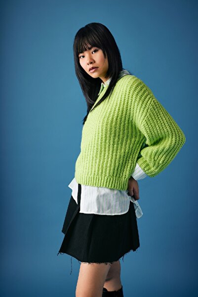 DeFacto Crew Neck Oversize kötöttáru pulóver - széles szabású V1811az23wn