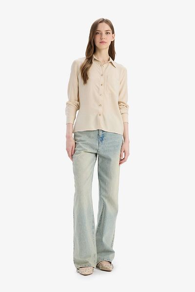 DeFacto Regular Fit Basic Plain Viscose Long Sleeve Shirt N2518Az23Au