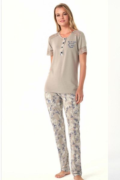 Feyza Pijama Feyza Cotton Short Sleeve Women's Pajamas Set Large Size