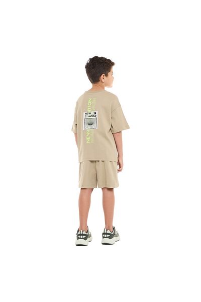 Victor and Jane Boys' Jacquard Set – Olive Color Striped Design with Textured Material
