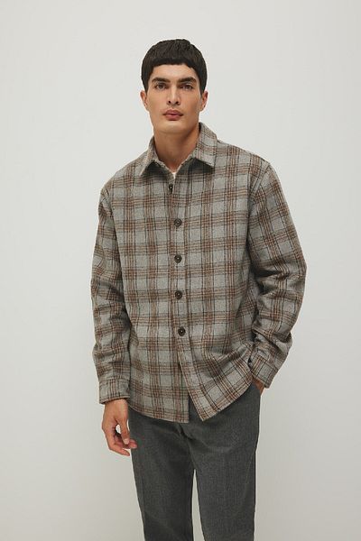 DeFacto Relaxed Fit Polo Neck Plaid Print Shirt Jacket - A5112Ax23Au