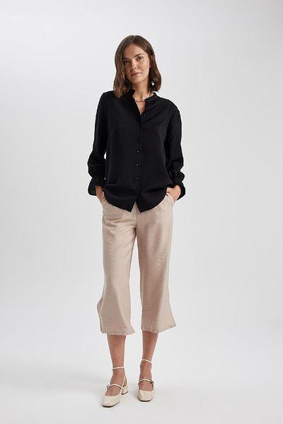 DeFacto Λινό με φαρδύ πόδι και ψηλόμεσο look Capri - A8126ax23sm