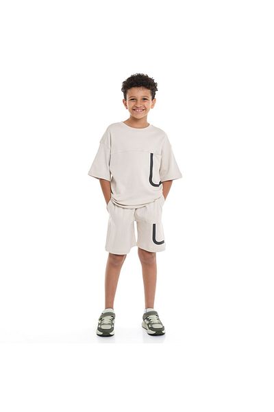 Victor and Jane Senior Boys' Jacquard Set – Striped Textured Set with Pocket detail- Beige