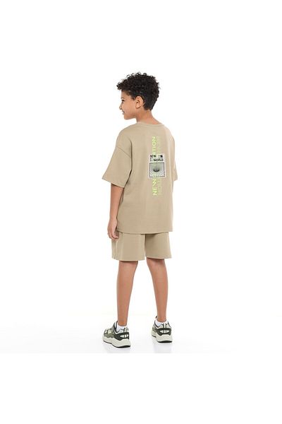 Victor and Jane Senior Boys' Jacquard Set – Striped Textured Set with Pocket detail- Olive