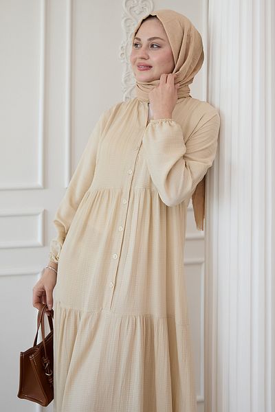 InStyle Rochie lejeră cu nasturi bej sprâncene