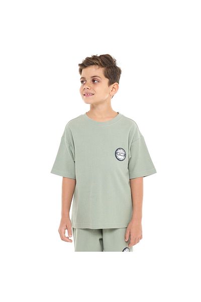 Victor and Jane Boys' Jacquard Olive 2-Piece Outfit with Shirt & Shorts