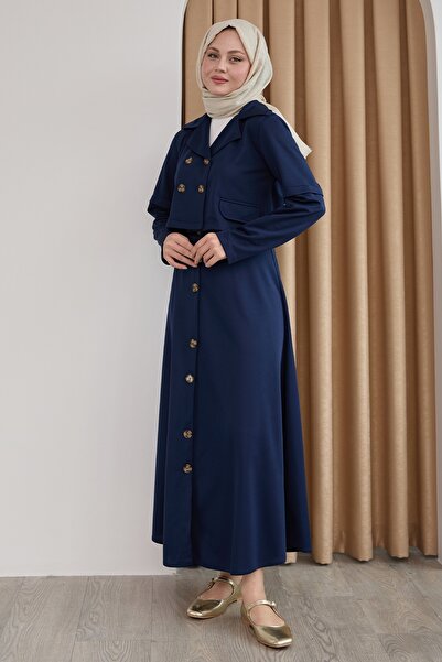 InStyle Двокомпонентний комплект з темно-синім спідницею на ґудзиках