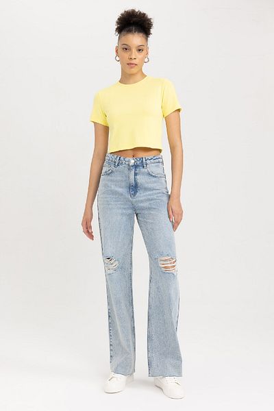 DeFacto Cool Fitted Rib Basic pevné tričko s krátkým rukávem T9631Az23Sm