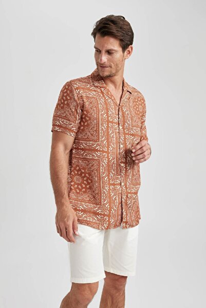 DeFacto Modern Fit Apache Collar Short Sleeve Shirt A1914ax23sm