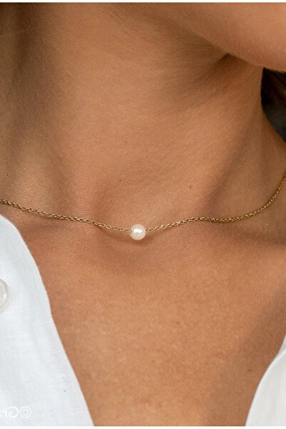 aqdar Paslanmaz Çelik Zincirli Incili Minimal Kolye