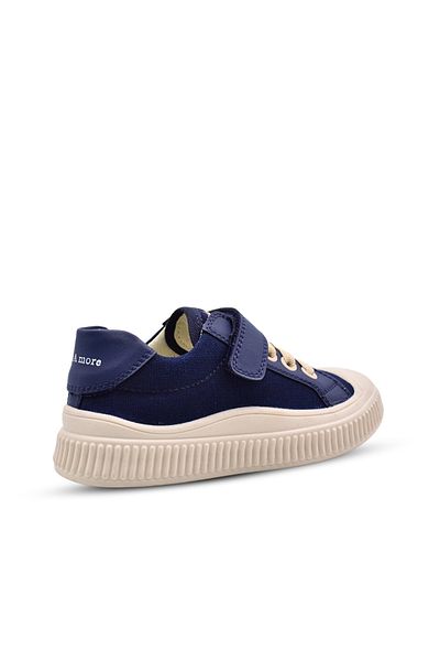 kids A more Brooklyn Leather Detailed Girl's and Boy's Navy Blue Anatomical Linen Shoes