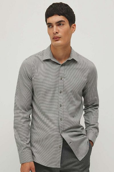DeFacto Slim Fit Slim Fit Basic Solid Long Sleeve Shirt A7894Ax23Au