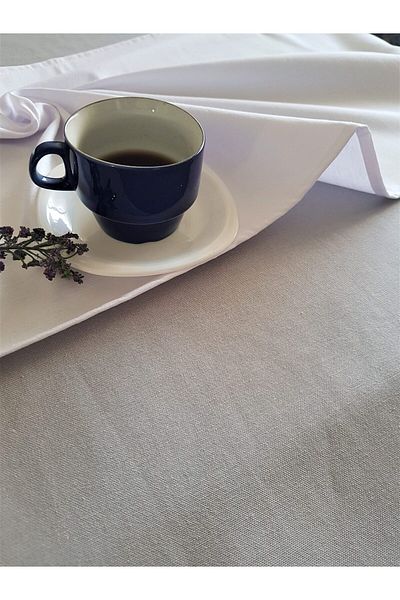 Kotonia Home Set Of Gray Tablecloth With Plain White Tablecloth Emma 07,cretonne,180x220cm 45x180cm