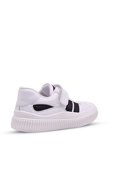 kids A more Porto Boy's Single Velcro and Elastic Genuine Leather White Casual Shoes