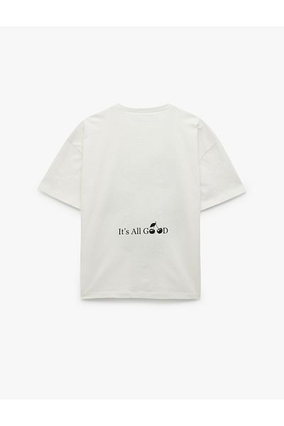 Koton New Season Short Sleeve Crew Neck Cotton Back Printed Oversize T-Shirt