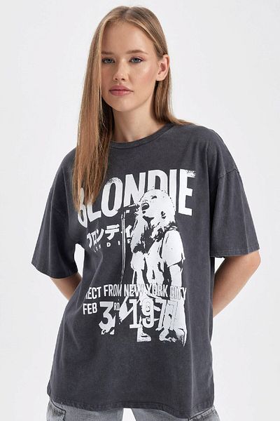 DeFacto Tricou cu mânecă scurtă Blondie Oversize, 100% bumbac, cu efect decolorat B1156ax23au