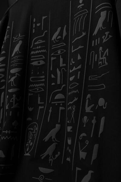 Slatra Men's Black Eye Of Ra Embroidery Print Oversize T-shirt