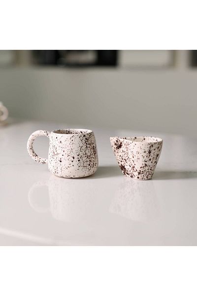 Most Home Foam & Drop Ceramic Set (Handmade Latte Cup & Milk Jug)