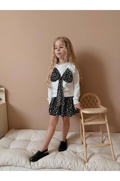 YİGİT BUTİK Floral Patterned Skirt Girl's Bottom Top Set
