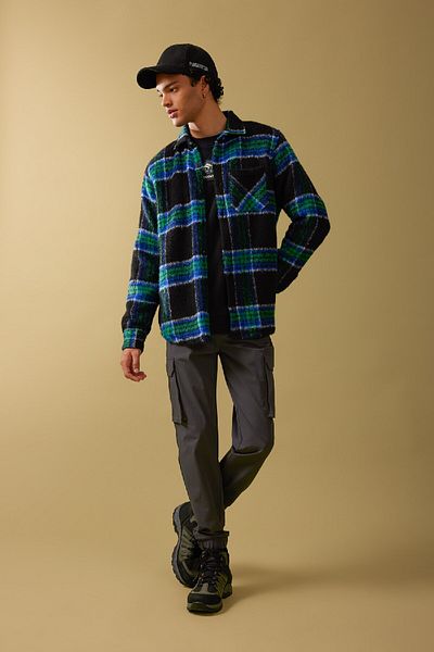 DeFacto Karierte Langarmshirtjacke mit Polokragen und Knöpfen A5314ax23au