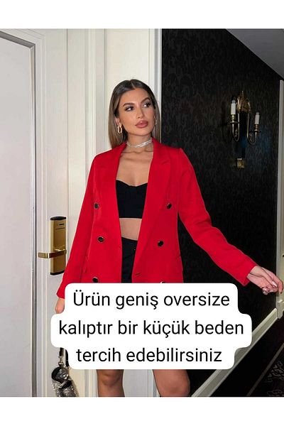 Hayat Boutique Women's Buttoned Blazer Jacket