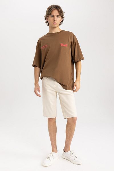 DeFacto Slim Fit Στενή Εφαρμογή Κανονική μέση Skinny Leg Τζιν βερμούδα B0380ax23hs