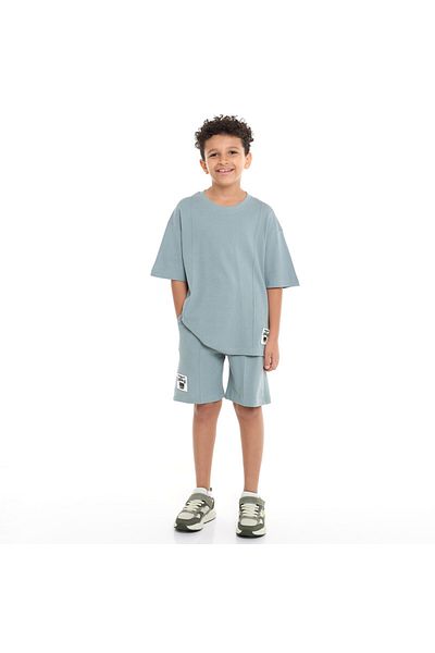 Victor and Jane Boys' Cord Set – Slate Grey T-Shirt and Shorts Outfit