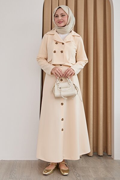 InStyle Кремовий двокомпонентний комплект з ґудзиками на спідниці