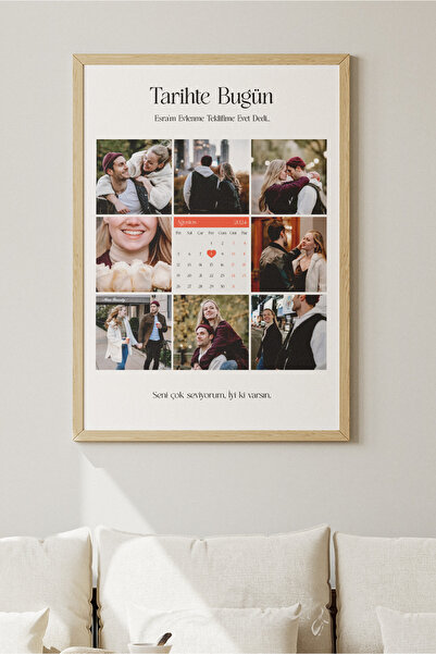 Sürpriz Vakti 8 Fotoğraflı Özel Gün Takvim Poster | Kişiye Özel Tarih Ve Mesajlarla